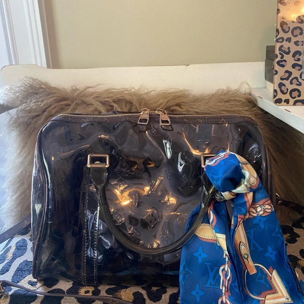 Brown clear satchel bag with Twilly - Picture 12 of 15